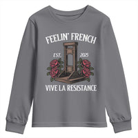 Funny Feelin French Vive La Resistance 2025 Youth Sweatshirt Vintage Rose Guillotine - Wonder Print Shop