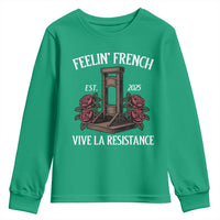 Funny Feelin French Vive La Resistance 2025 Youth Sweatshirt Vintage Rose Guillotine - Wonder Print Shop