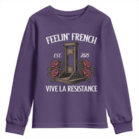 Funny Feelin French Vive La Resistance 2025 Youth Sweatshirt Vintage Rose Guillotine - Wonder Print Shop