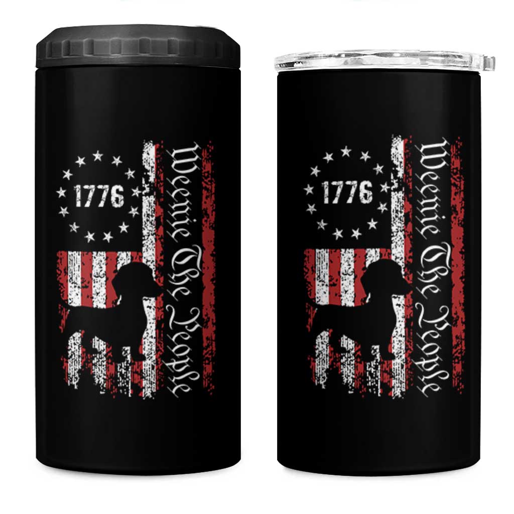 Funny 4th Of July Dachshund Lover 4 in 1 Can Cooler Tumbler Weenie The People American Flag - Wonder Print Shop
