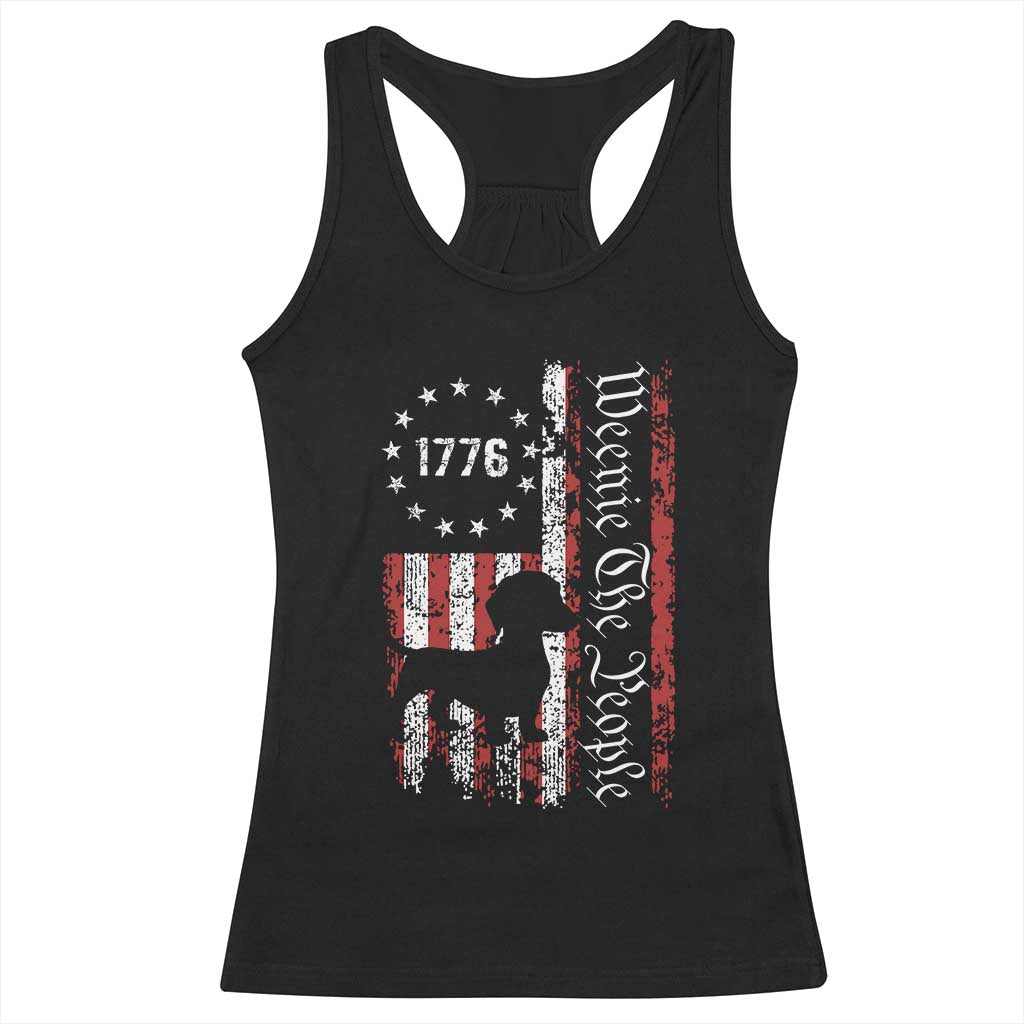 Funny 4th Of July Dachshund Lover Racerback Tank Top Weenie The People American Flag - Wonder Print Shop