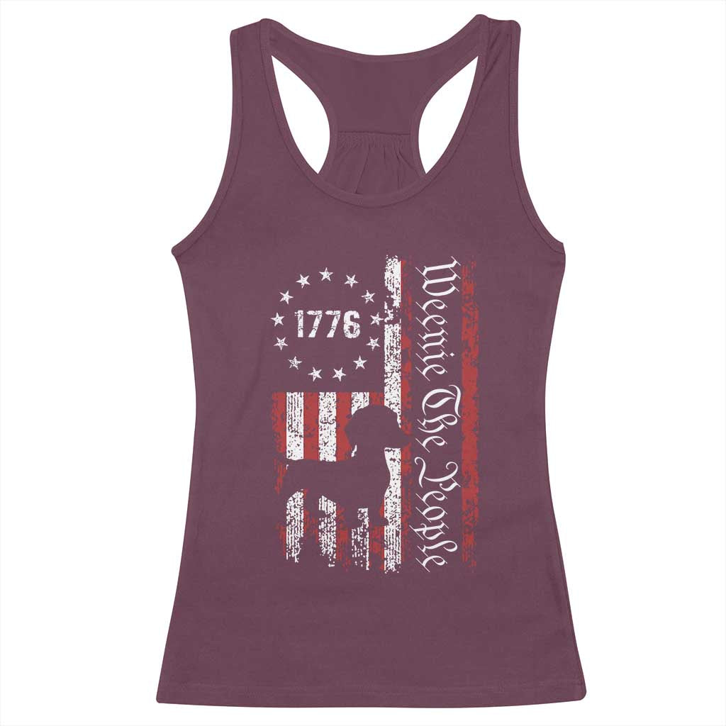 Funny 4th Of July Dachshund Lover Racerback Tank Top Weenie The People American Flag - Wonder Print Shop