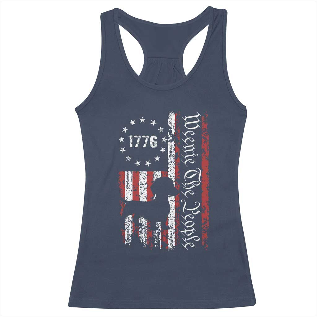 Funny 4th Of July Dachshund Lover Racerback Tank Top Weenie The People American Flag - Wonder Print Shop