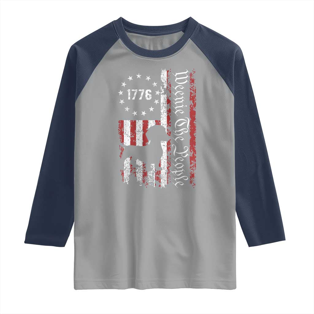 Funny 4th Of July Dachshund Lover Raglan Shirt Weenie The People American Flag - Wonder Print Shop