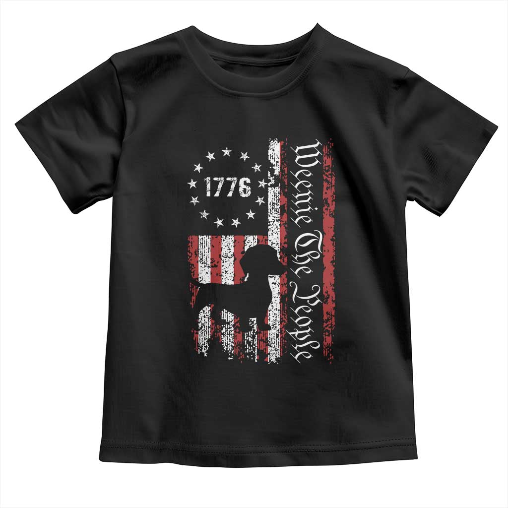 Funny 4th Of July Dachshund Lover Toddler T Shirt Weenie The People American Flag - Wonder Print Shop