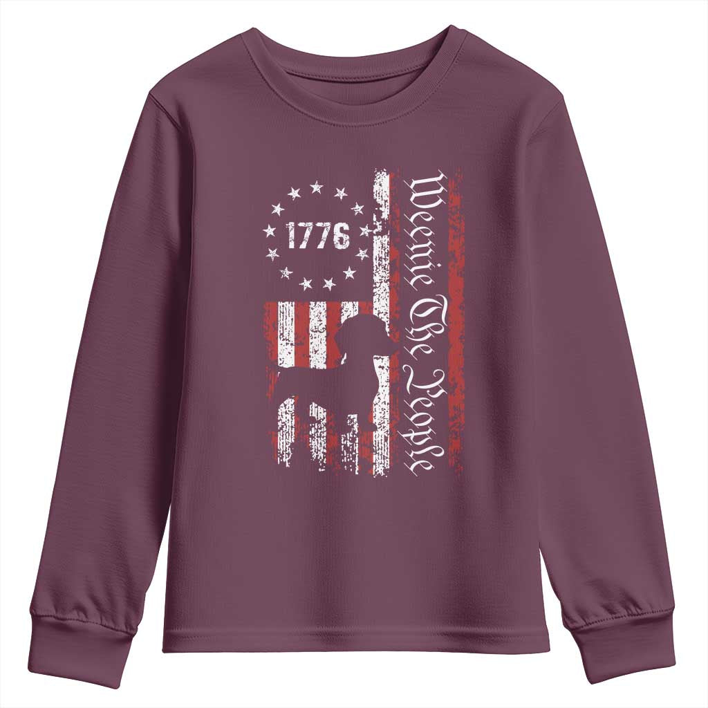 Funny 4th Of July Dachshund Lover Youth Sweatshirt Weenie The People American Flag - Wonder Print Shop