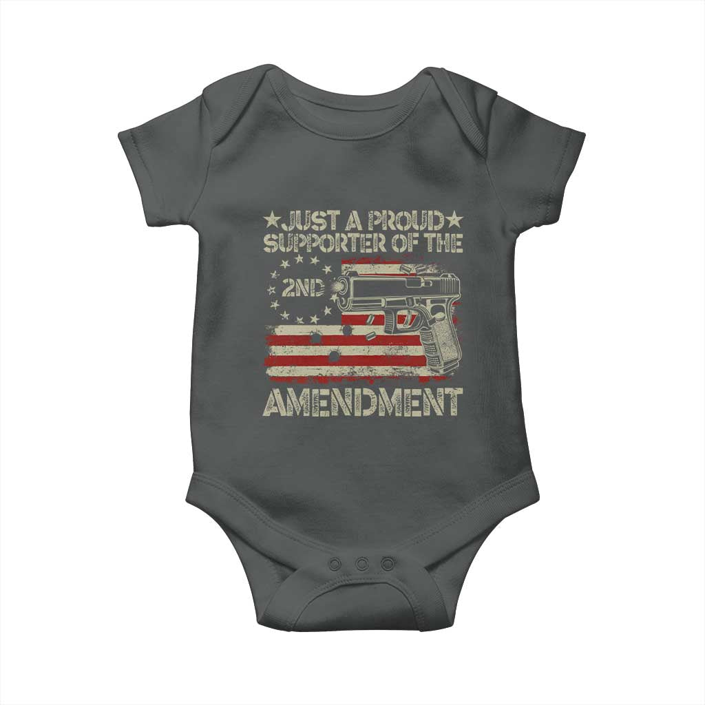 Just A Proud Supporter Of The 2nd Amendment Baby Onesie Gun Owner American Flag - Wonder Print Shop