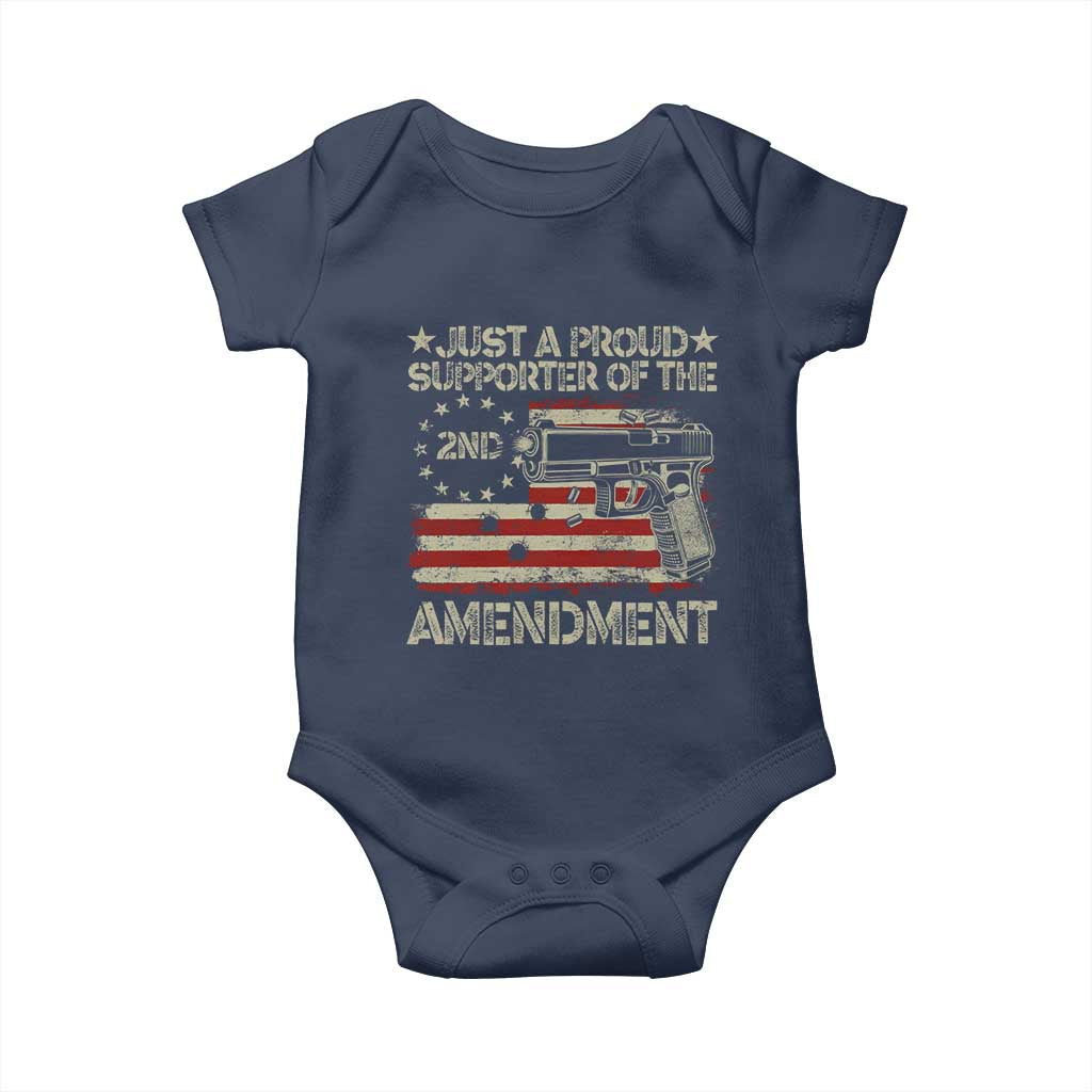 Just A Proud Supporter Of The 2nd Amendment Baby Onesie Gun Owner American Flag - Wonder Print Shop
