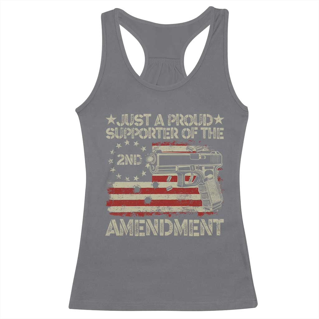 Just A Proud Supporter Of The 2nd Amendment Racerback Tank Top Gun Owner American Flag - Wonder Print Shop