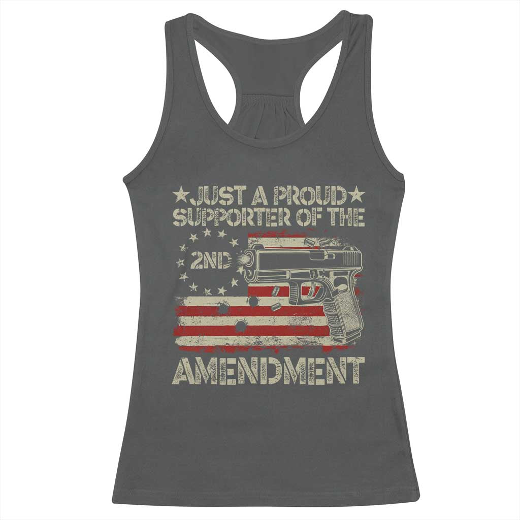 Just A Proud Supporter Of The 2nd Amendment Racerback Tank Top Gun Owner American Flag - Wonder Print Shop