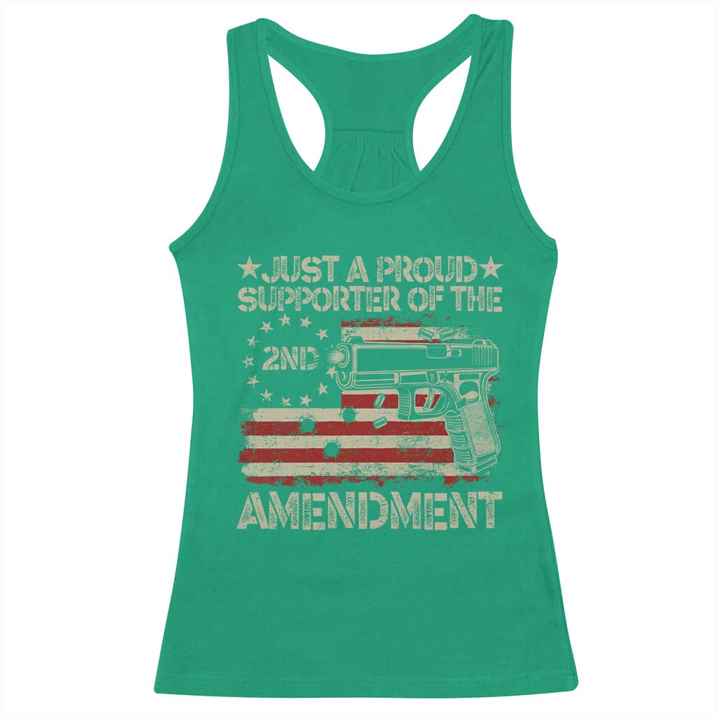 Just A Proud Supporter Of The 2nd Amendment Racerback Tank Top Gun Owner American Flag - Wonder Print Shop
