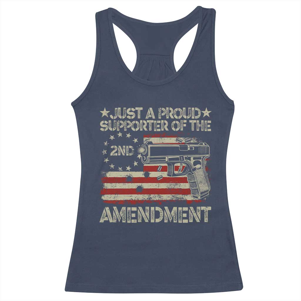 Just A Proud Supporter Of The 2nd Amendment Racerback Tank Top Gun Owner American Flag - Wonder Print Shop