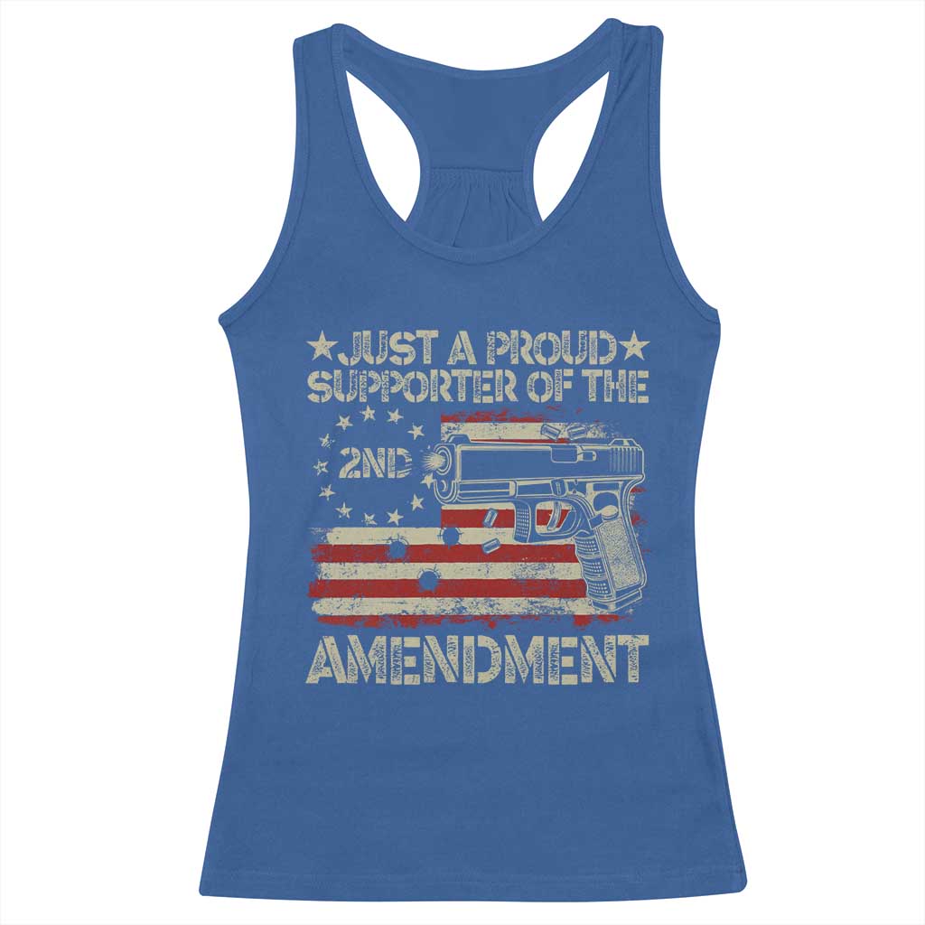 Just A Proud Supporter Of The 2nd Amendment Racerback Tank Top Gun Owner American Flag - Wonder Print Shop