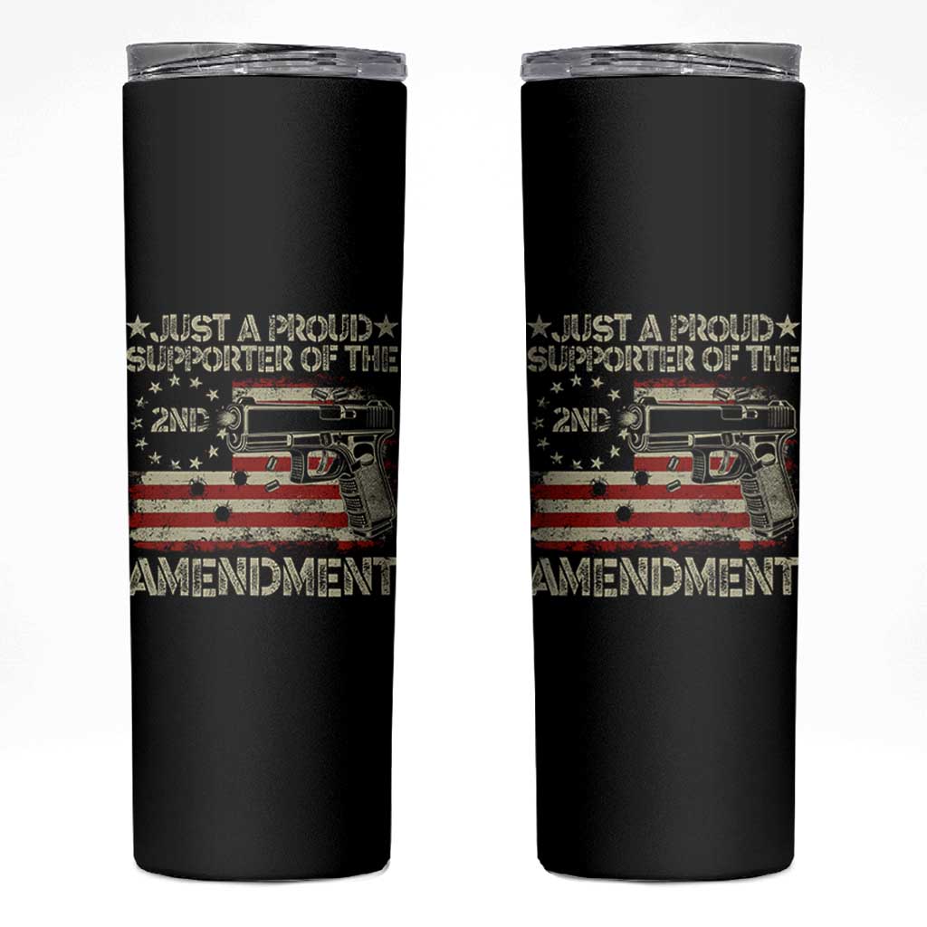 Just A Proud Supporter Of The 2nd Amendment Skinny Tumbler Gun Owner American Flag - Wonder Print Shop