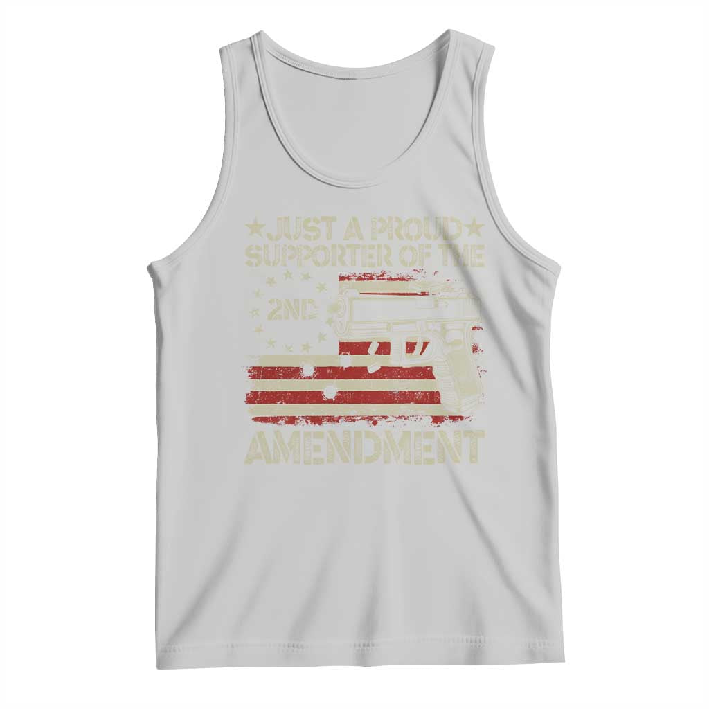 Just A Proud Supporter Of The 2nd Amendment Tank Top Gun Owner American Flag - Wonder Print Shop
