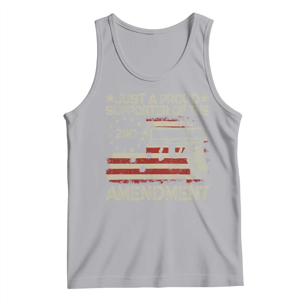 Just A Proud Supporter Of The 2nd Amendment Tank Top Gun Owner American Flag - Wonder Print Shop