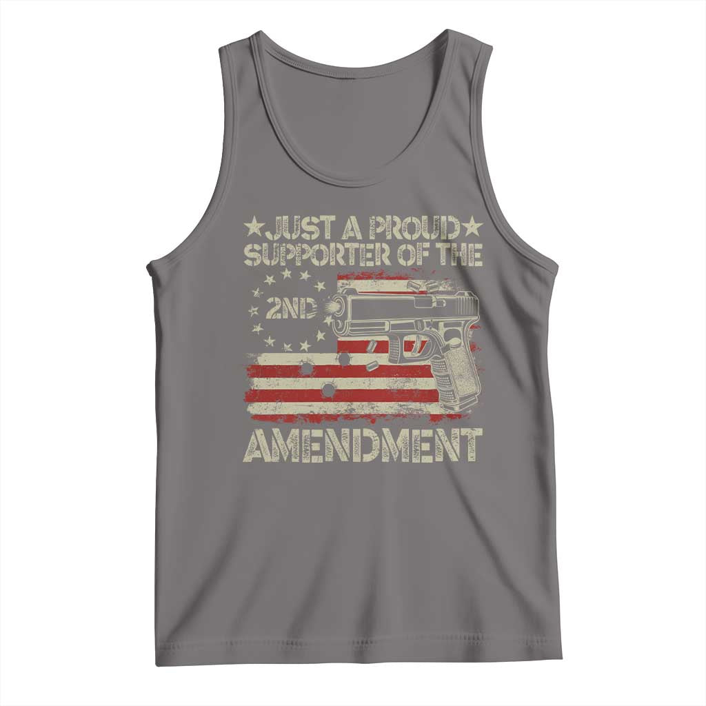 Just A Proud Supporter Of The 2nd Amendment Tank Top Gun Owner American Flag - Wonder Print Shop