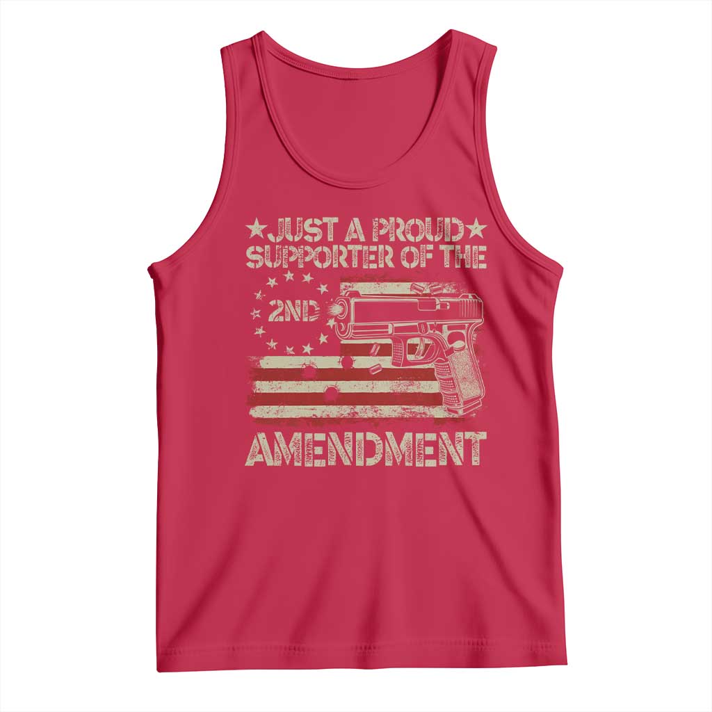 Just A Proud Supporter Of The 2nd Amendment Tank Top Gun Owner American Flag - Wonder Print Shop