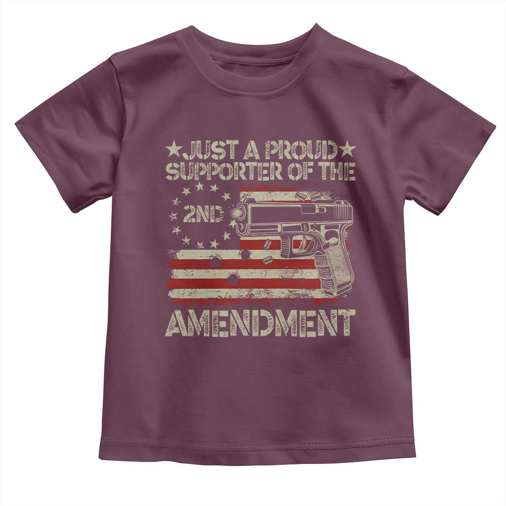 Just A Proud Supporter Of The 2nd Amendment Toddler T Shirt Gun Owner American Flag - Wonder Print Shop