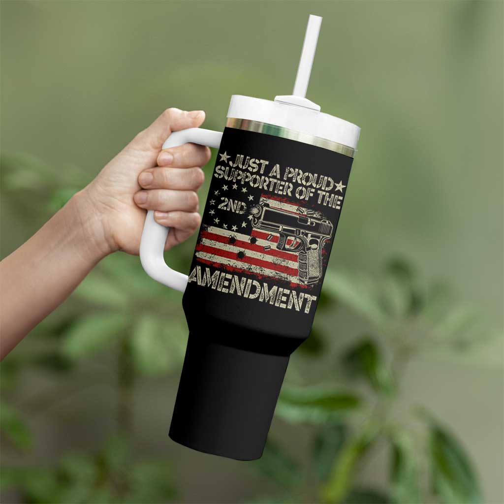 Just A Proud Supporter Of The 2nd Amendment Tumbler With Handle Gun Owner American Flag - Wonder Print Shop