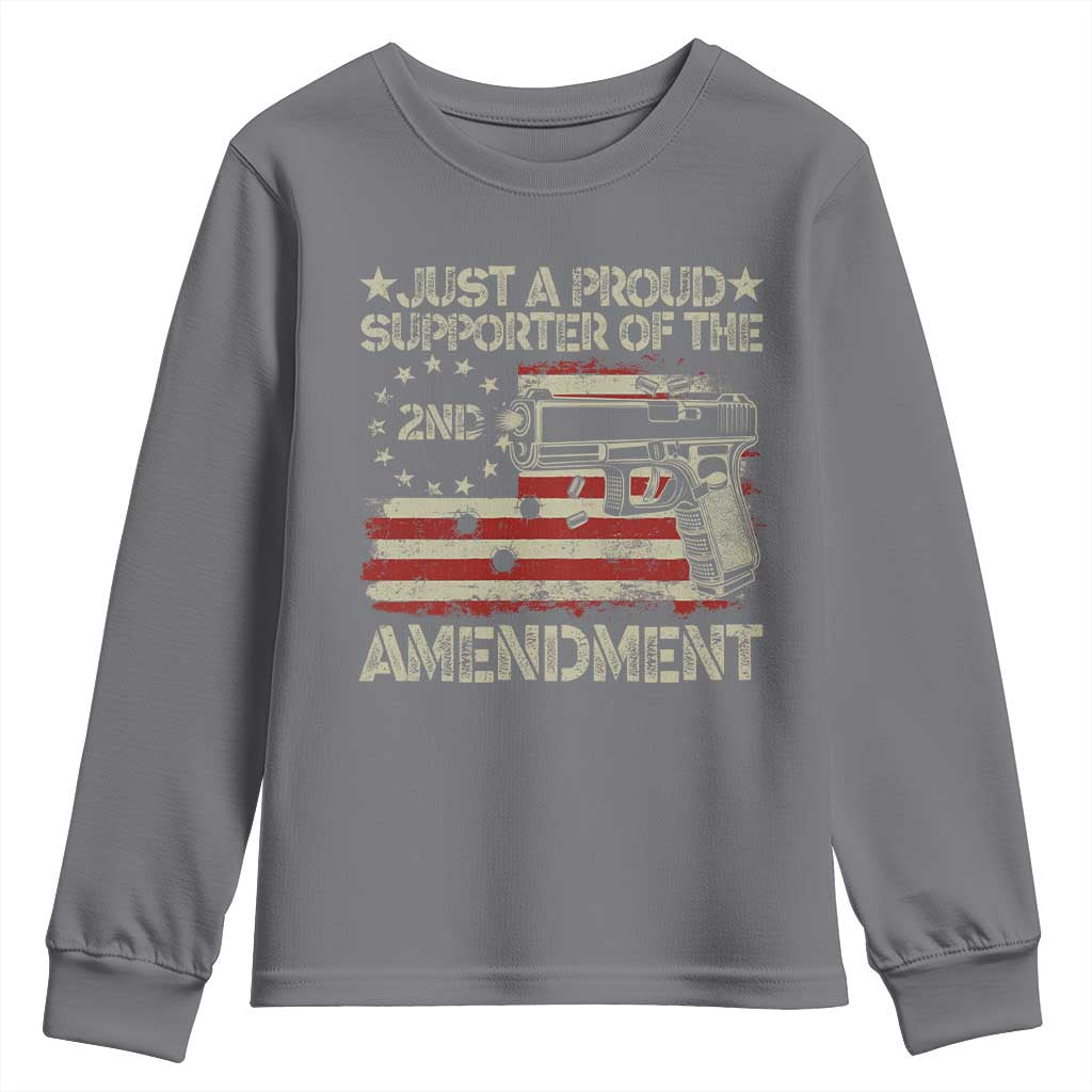 Just A Proud Supporter Of The 2nd Amendment Youth Sweatshirt Gun Owner American Flag - Wonder Print Shop