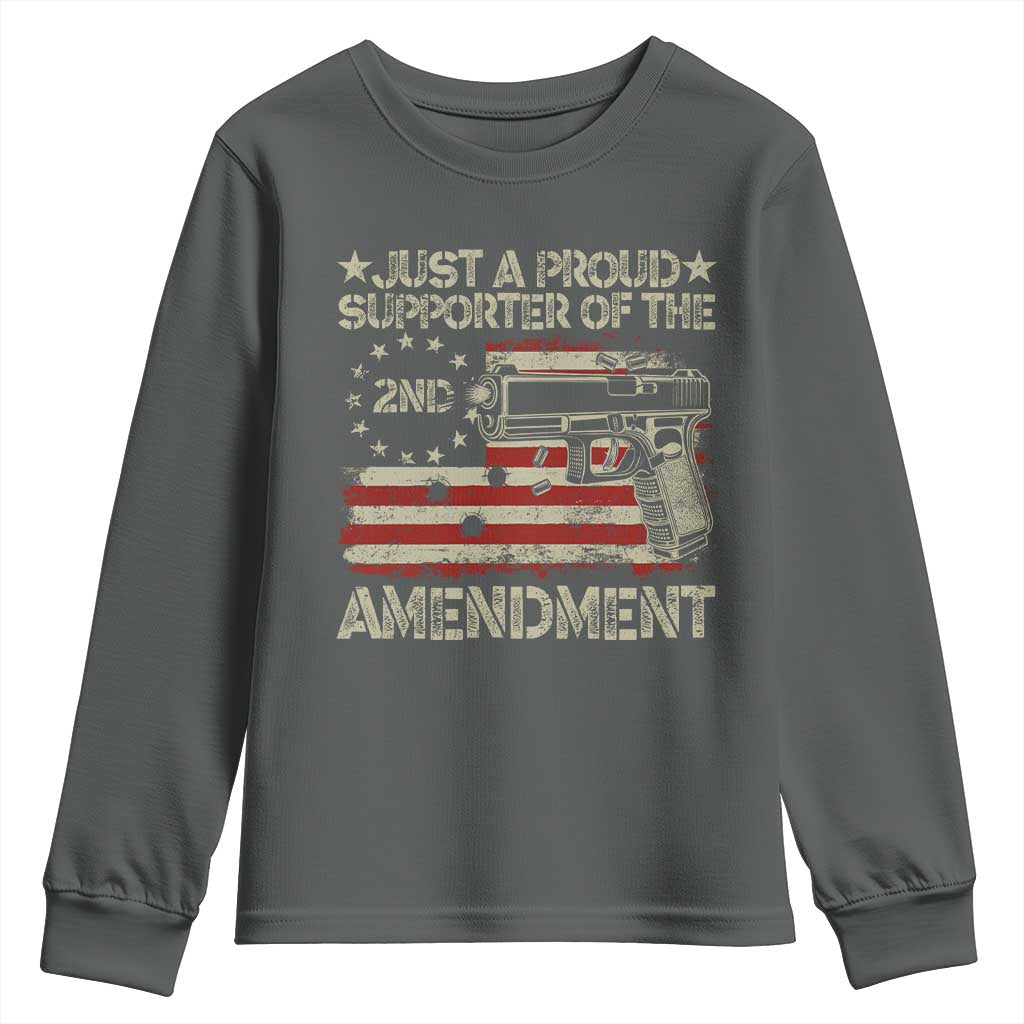 Just A Proud Supporter Of The 2nd Amendment Youth Sweatshirt Gun Owner American Flag - Wonder Print Shop