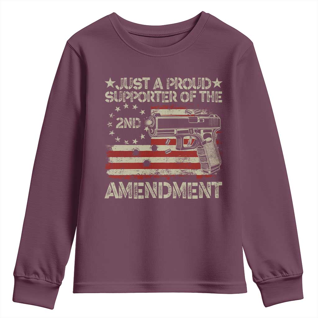 Just A Proud Supporter Of The 2nd Amendment Youth Sweatshirt Gun Owner American Flag - Wonder Print Shop