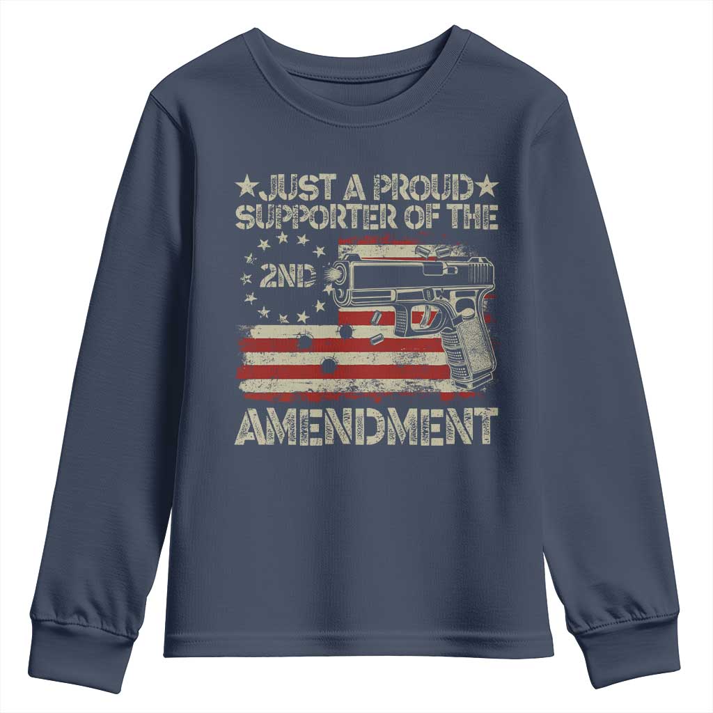Just A Proud Supporter Of The 2nd Amendment Youth Sweatshirt Gun Owner American Flag - Wonder Print Shop