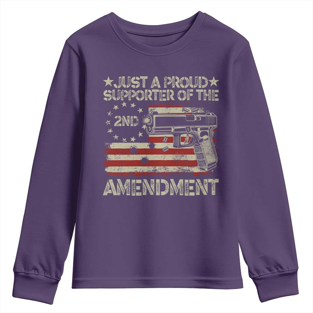 Just A Proud Supporter Of The 2nd Amendment Youth Sweatshirt Gun Owner American Flag - Wonder Print Shop