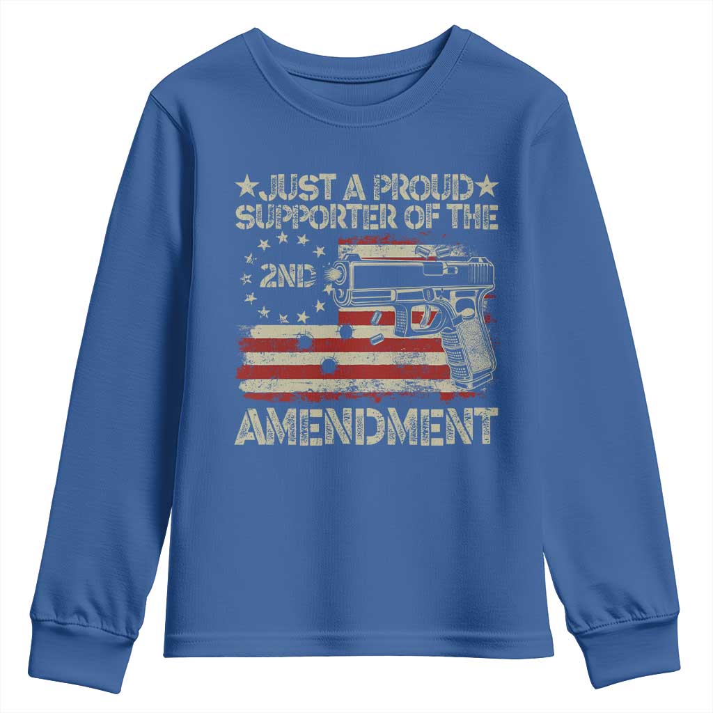 Just A Proud Supporter Of The 2nd Amendment Youth Sweatshirt Gun Owner American Flag - Wonder Print Shop