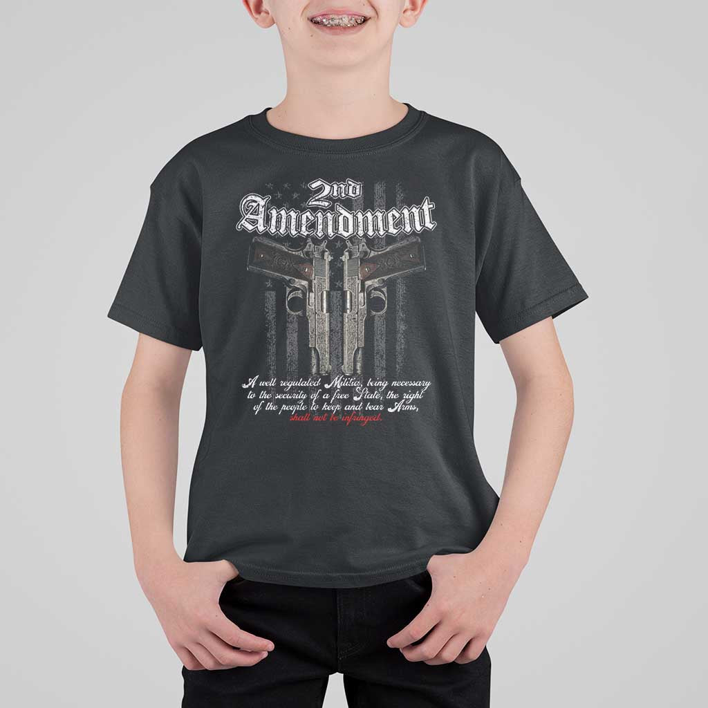 2nd Amendment Pro Gun T Shirt For Kid Gun Rights Shall Not Be Infringed Patriotic American Flag - Wonder Print Shop