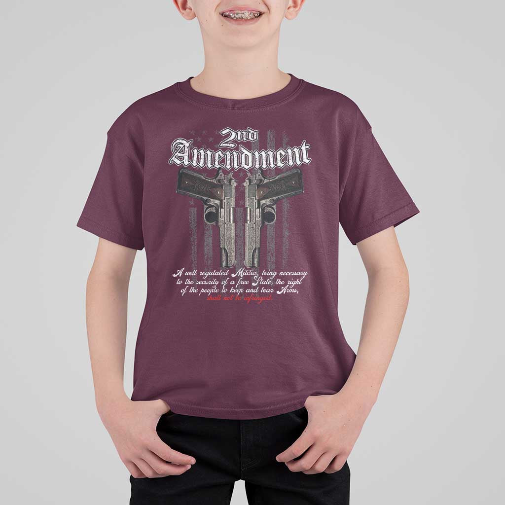 2nd Amendment Pro Gun T Shirt For Kid Gun Rights Shall Not Be Infringed Patriotic American Flag - Wonder Print Shop