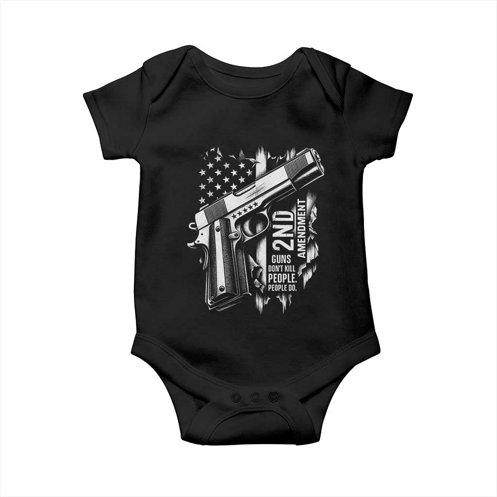 Guns Dont Kill People Do Baby Onesie 2nd Amendment American Flag - Wonder Print Shop