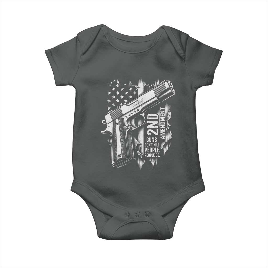 Guns Dont Kill People Do Baby Onesie 2nd Amendment American Flag - Wonder Print Shop