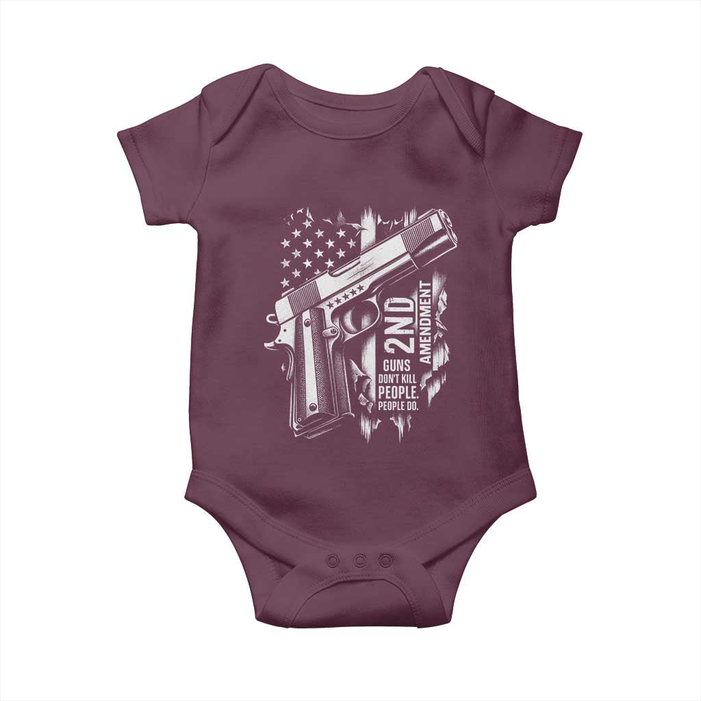 Guns Dont Kill People Do Baby Onesie 2nd Amendment American Flag - Wonder Print Shop