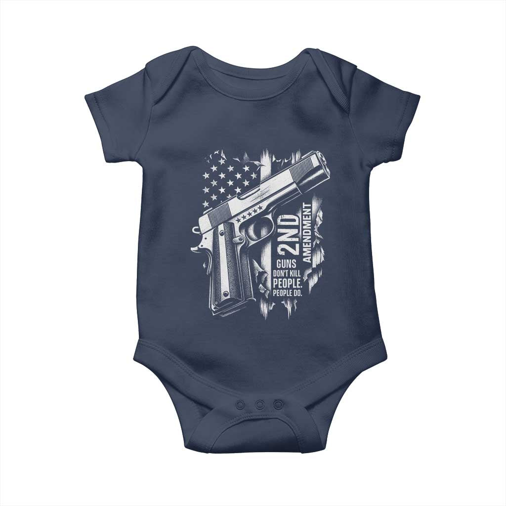Guns Dont Kill People Do Baby Onesie 2nd Amendment American Flag - Wonder Print Shop