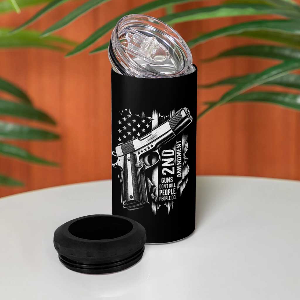 Guns Dont Kill People Do 4 in 1 Can Cooler Tumbler 2nd Amendment American Flag - Wonder Print Shop