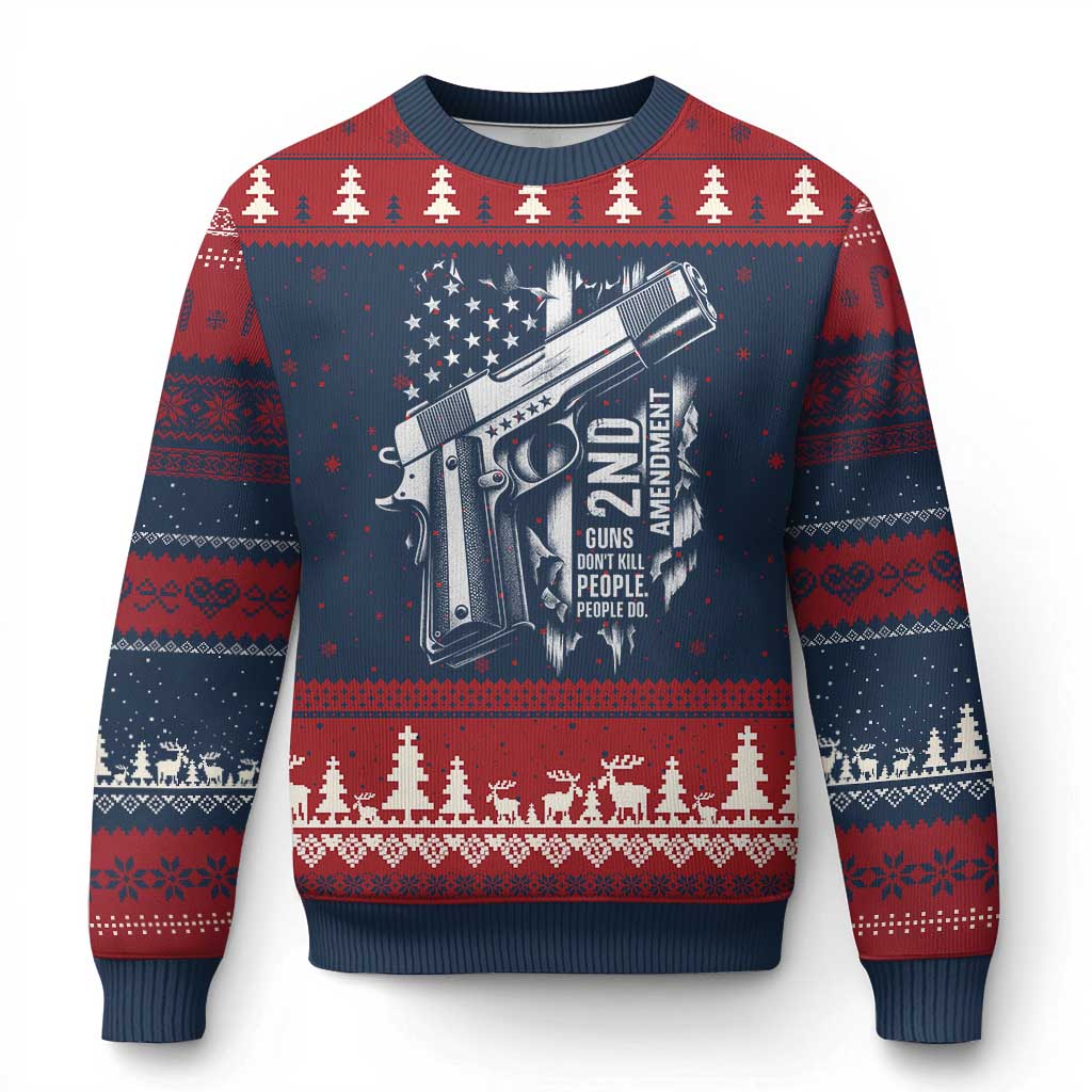 Guns Dont Kill People Do Ugly Christmas Sweater 2nd Amendment American Flag - Wonder Print Shop