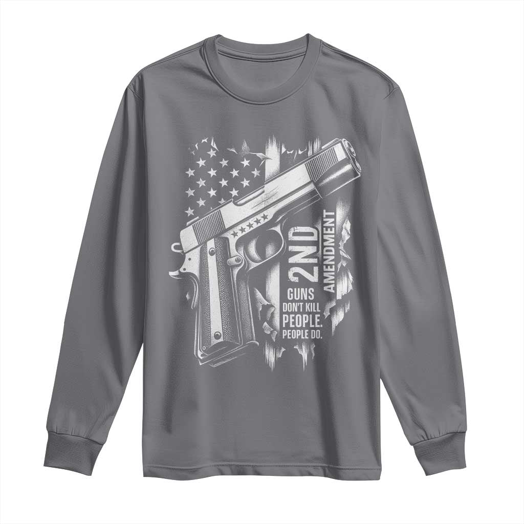 Guns Dont Kill People Do Long Sleeve Shirt 2nd Amendment American Flag - Wonder Print Shop