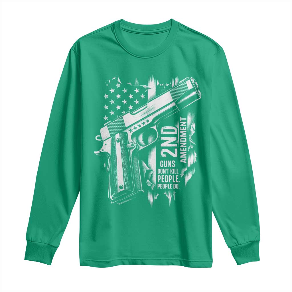 Guns Dont Kill People Do Long Sleeve Shirt 2nd Amendment American Flag - Wonder Print Shop