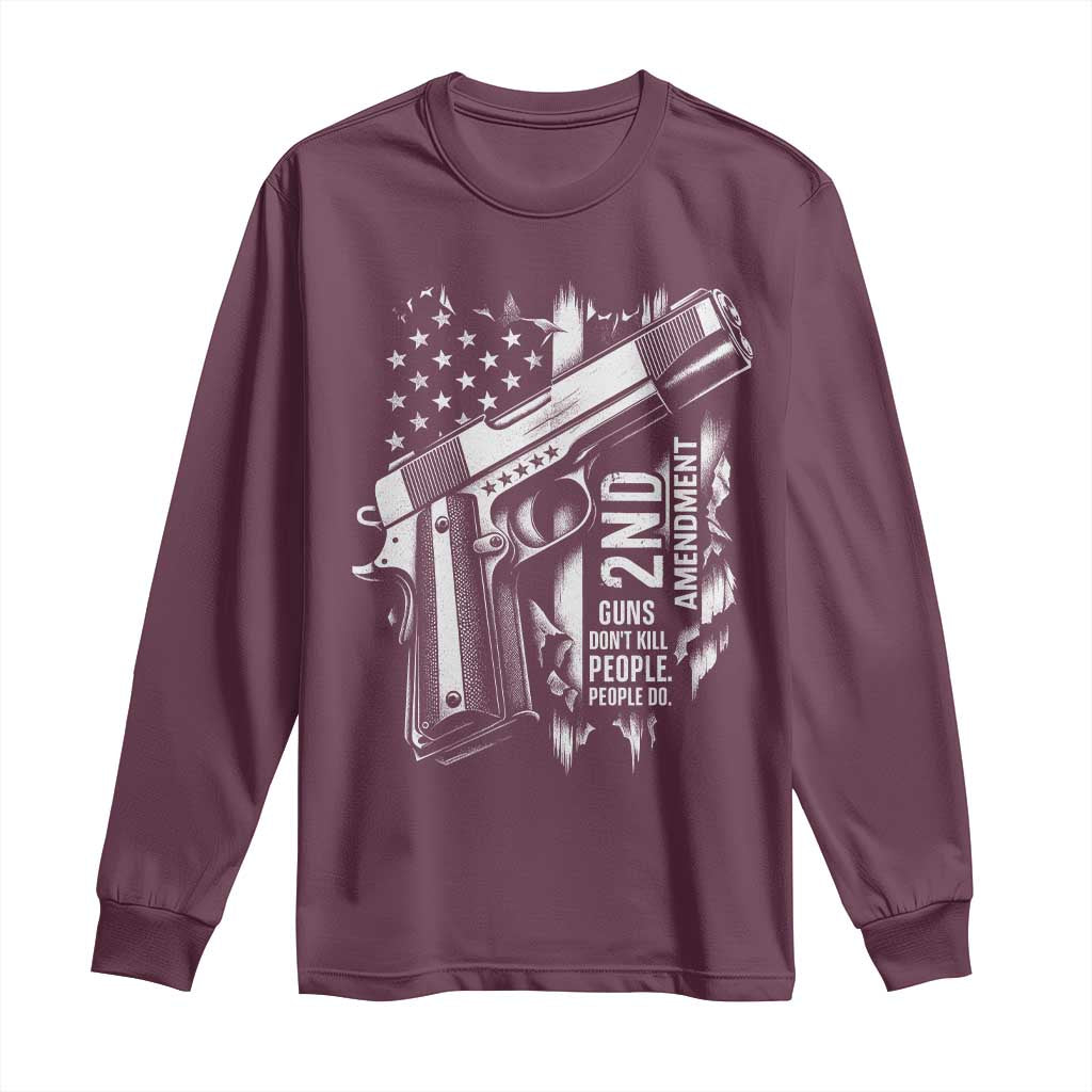 Guns Dont Kill People Do Long Sleeve Shirt 2nd Amendment American Flag - Wonder Print Shop