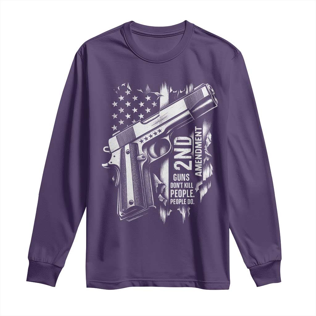 Guns Dont Kill People Do Long Sleeve Shirt 2nd Amendment American Flag - Wonder Print Shop