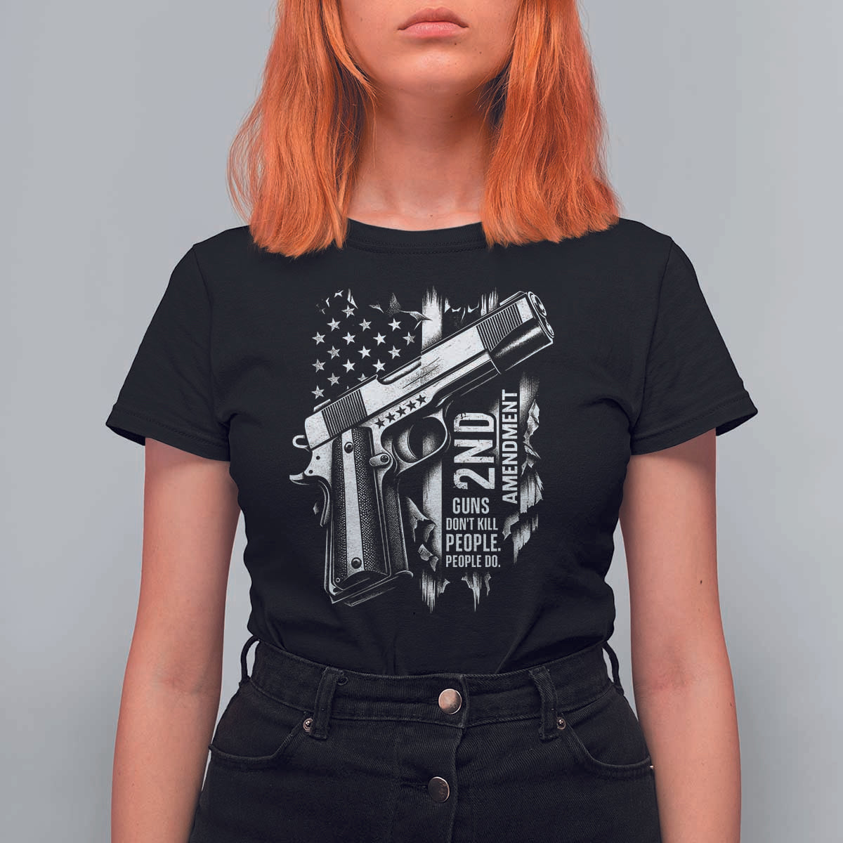Guns Dont Kill People Do T Shirt For Women 2nd Amendment American Flag - Wonder Print Shop