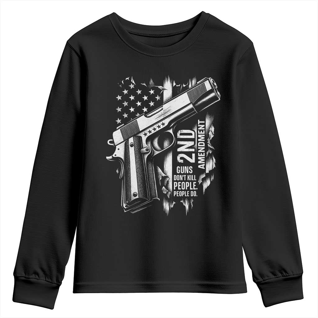Guns Dont Kill People Do Youth Sweatshirt 2nd Amendment American Flag - Wonder Print Shop