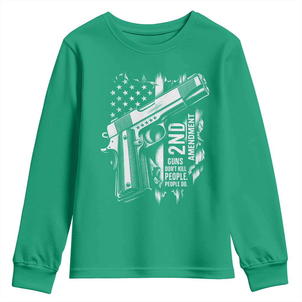 Guns Dont Kill People Do Youth Sweatshirt 2nd Amendment American Flag - Wonder Print Shop