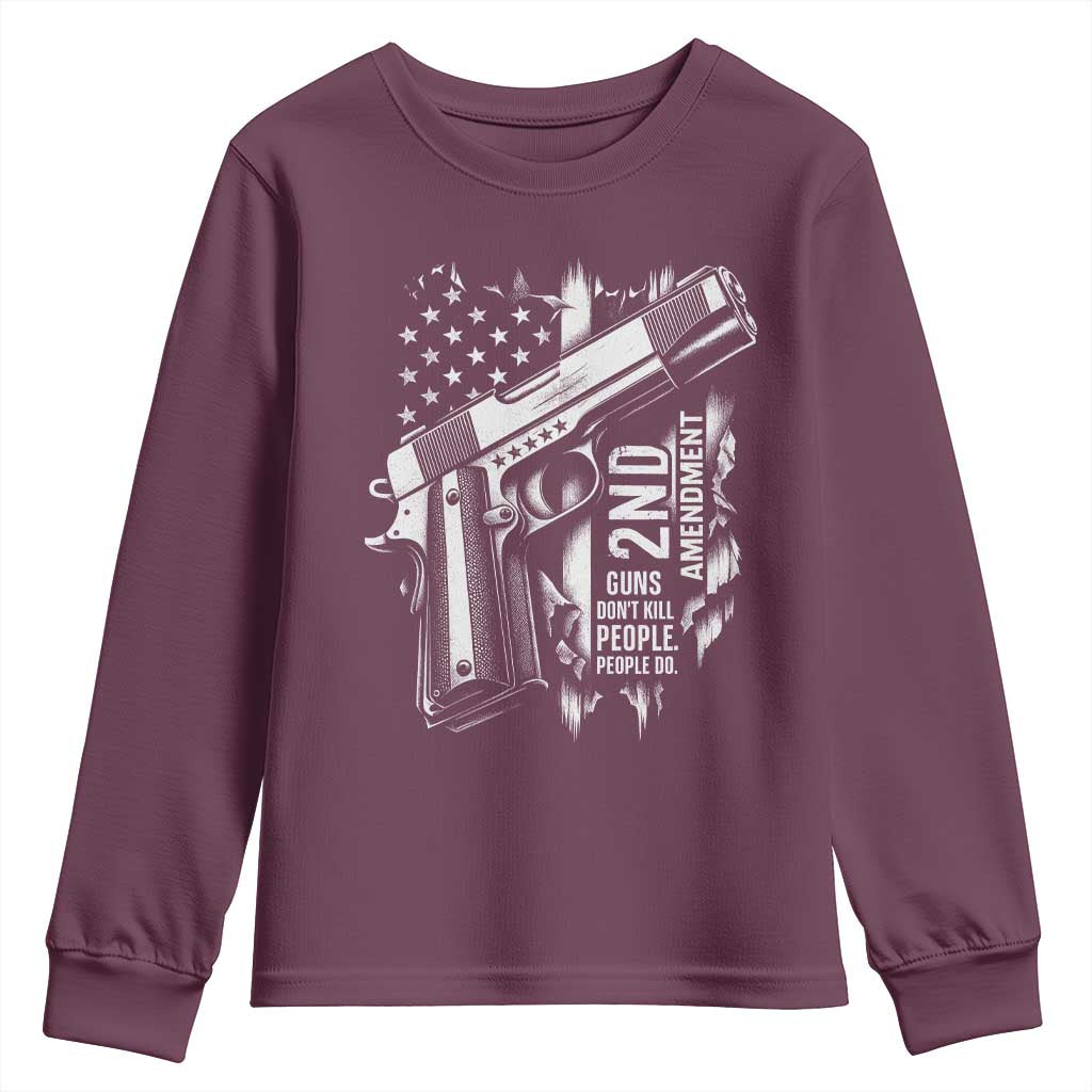 Guns Dont Kill People Do Youth Sweatshirt 2nd Amendment American Flag - Wonder Print Shop