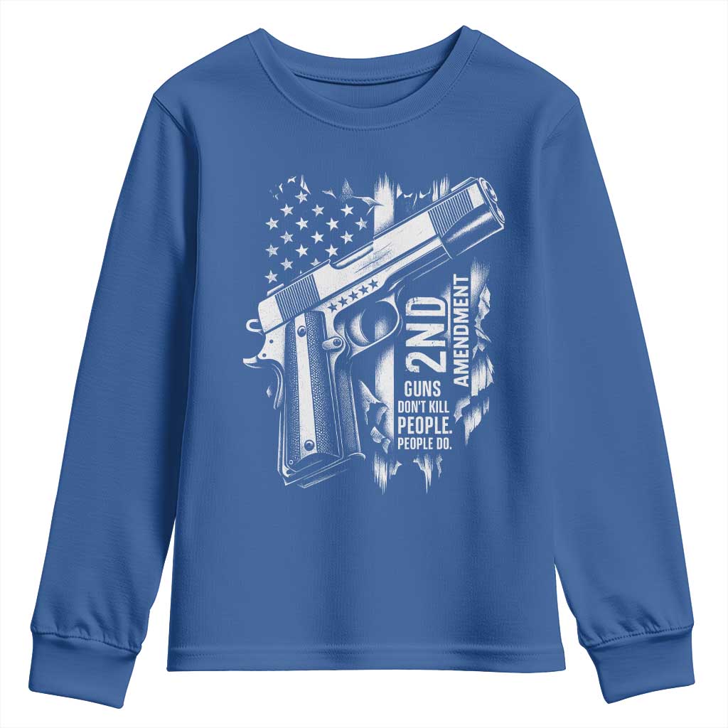 Guns Dont Kill People Do Youth Sweatshirt 2nd Amendment American Flag - Wonder Print Shop