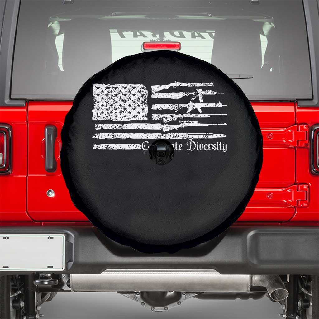 Funny Pro Gun Celebrate Diversity Spare Tire Cover 2nd Amendment Vintage American Flag - Wonder Print Shop