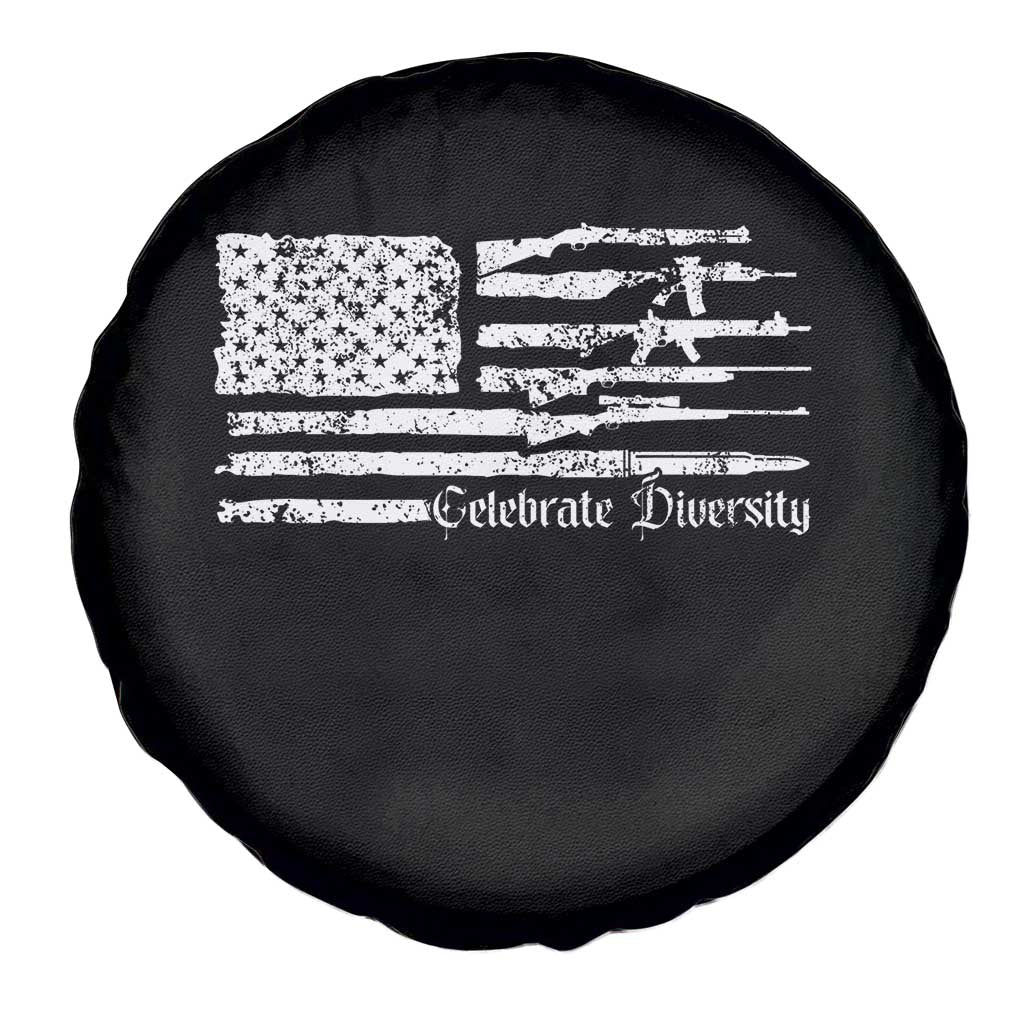 Funny Pro Gun Celebrate Diversity Spare Tire Cover 2nd Amendment Vintage American Flag - Wonder Print Shop