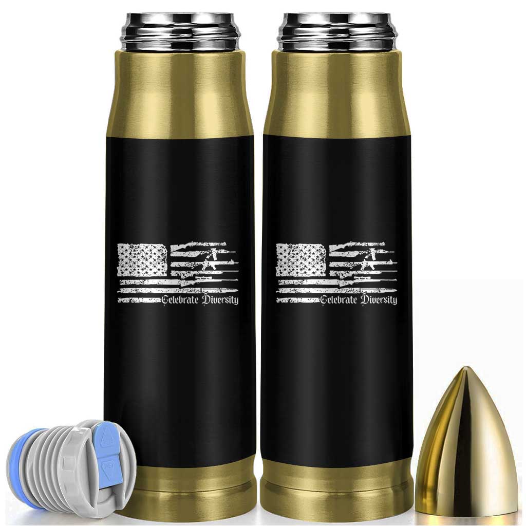 Funny Pro Gun Celebrate Diversity Bullet Tumbler 2nd Amendment Vintage American Flag - Wonder Print Shop